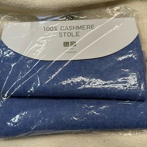 Blue Cashmere stole. 77” X 26”